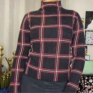 Plaid Turtleneck Sweater